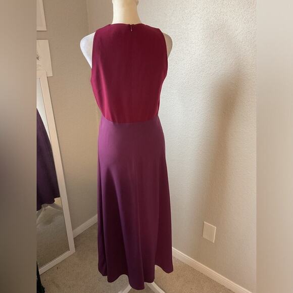 Jill Jill Stuart Two Tone V-Neck Gown Burgundy Purple Size 4 - Picture 7 of 13